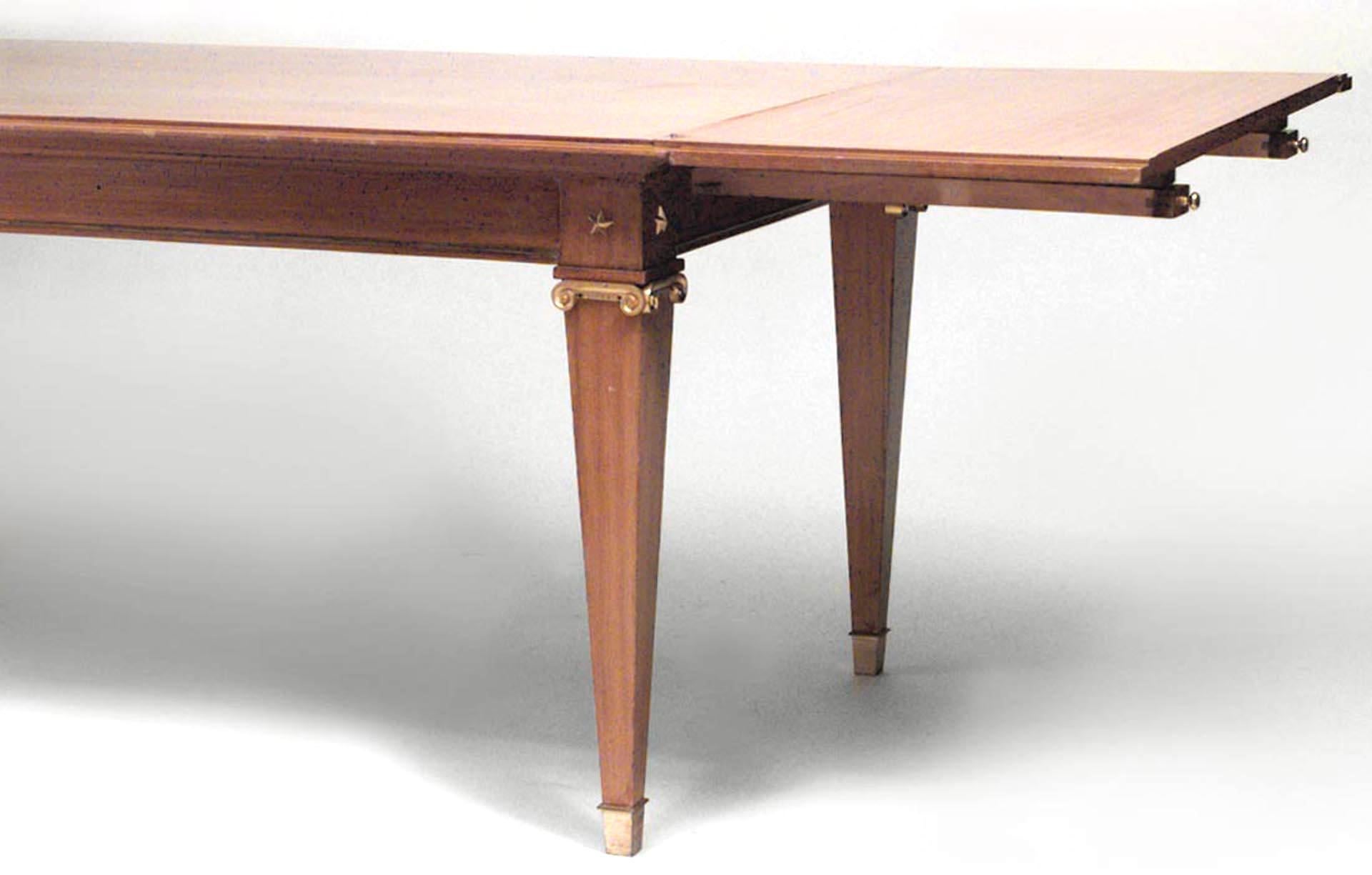 Art Deco Jacques Lardin French Mid-Century Mahogany and Brass Dining Table For Sale