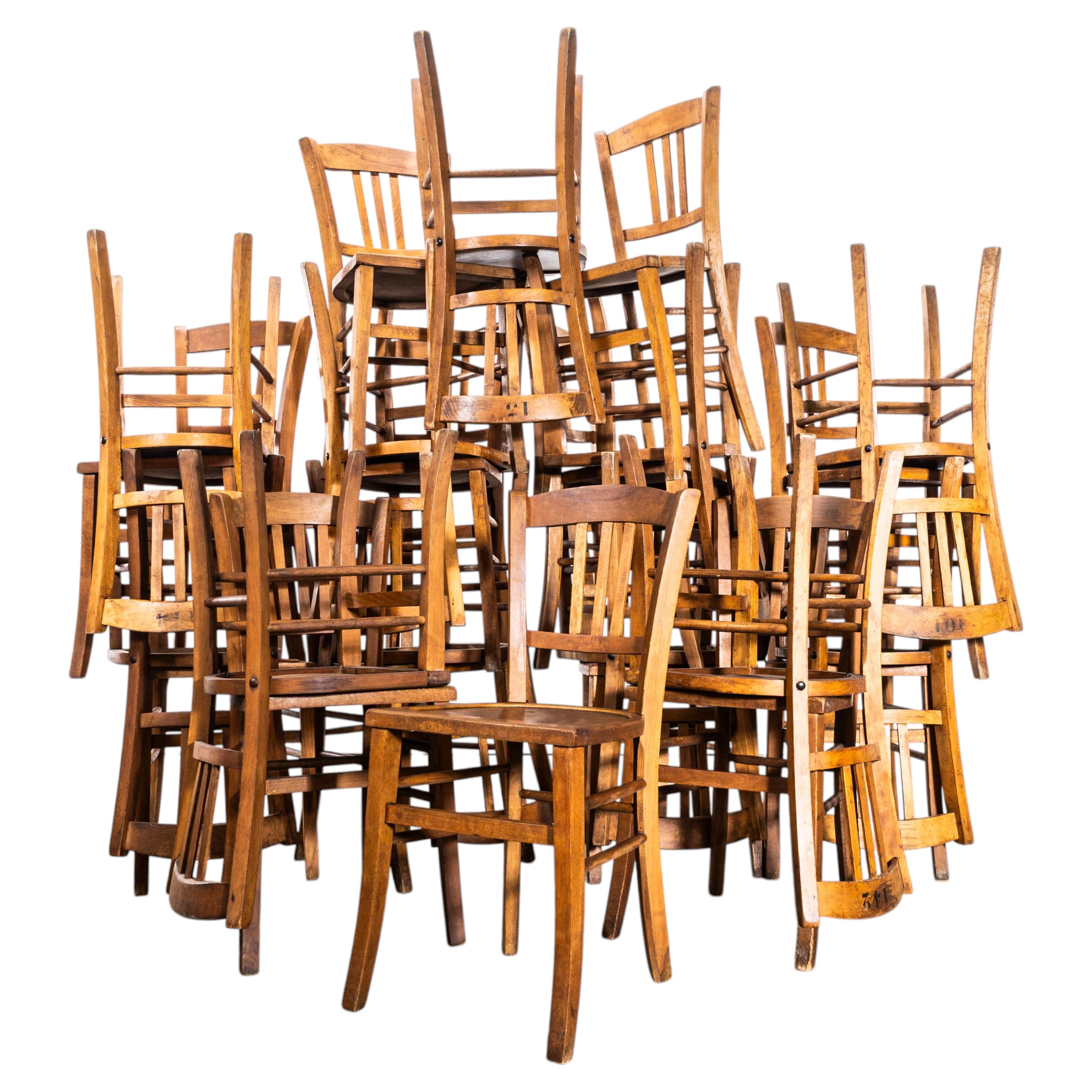 1940's French Farmhouse Dark Oak Dining Chairs For Sale