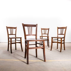 1940's French Farmhouse Dark Walnut Dining Chairs - Set Of Four
