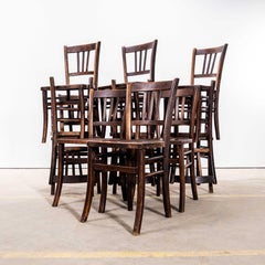 1940's French Farmhouse Dark Walnut Dining Chairs - Set Of Twelve