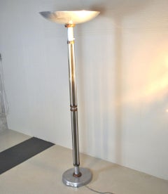 1940s French Floor Lamp Made of Glass and Copper Metal