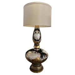 1940
s French Fornasetti style églomisé glass época Extra Large Table Lamp