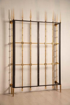 französisches Tor aus den 1940er Jahren aus Messing, Eisen und Glas