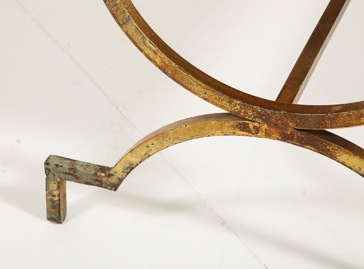 1940s French Gilded Iron Coffee Table with Limestone Top 6