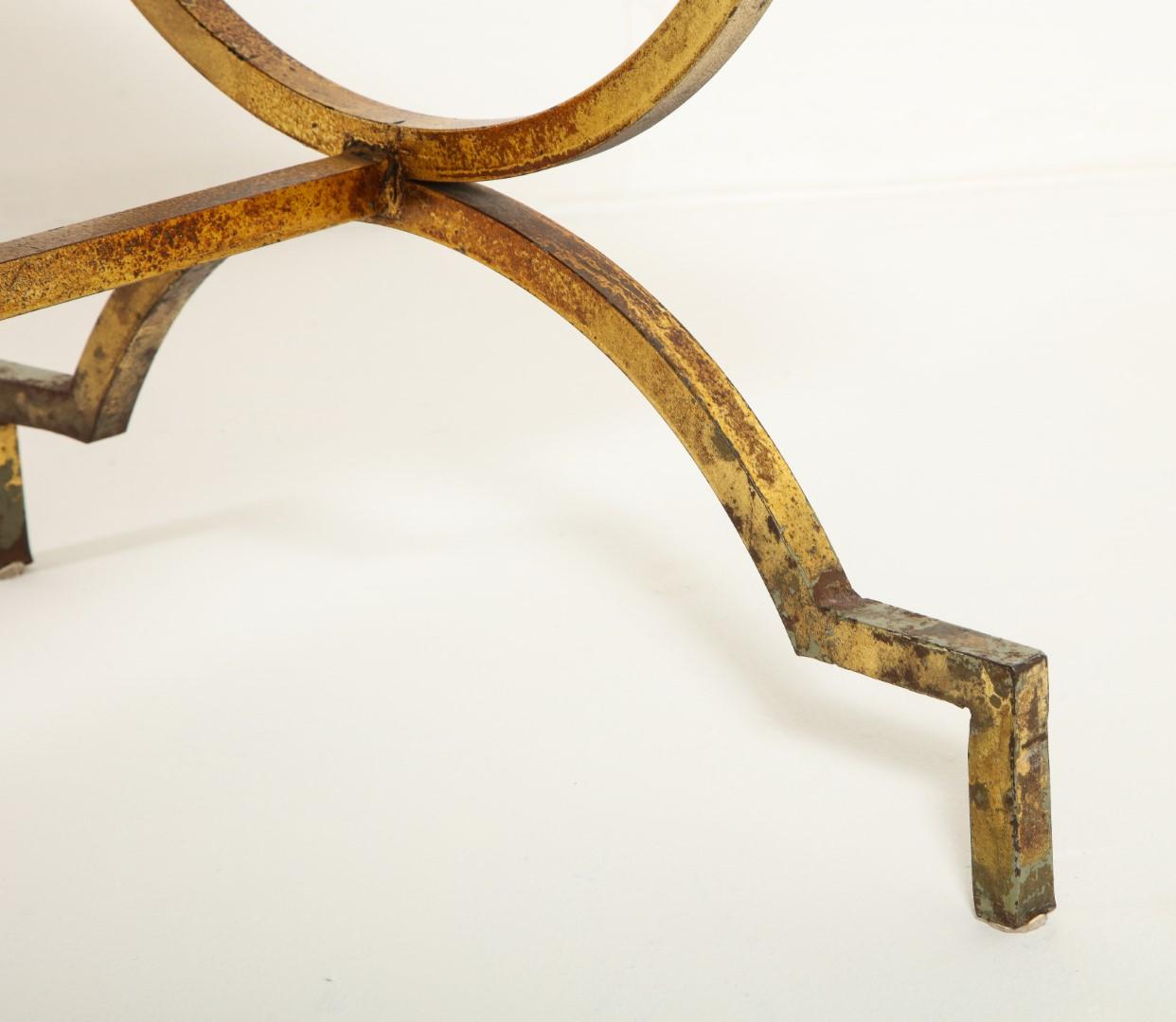 1940s French Gilded Iron Coffee Table with Limestone Top 8