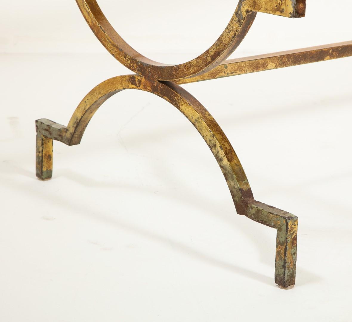 Mid-20th Century 1940s French Gilded Iron Coffee Table with Limestone Top