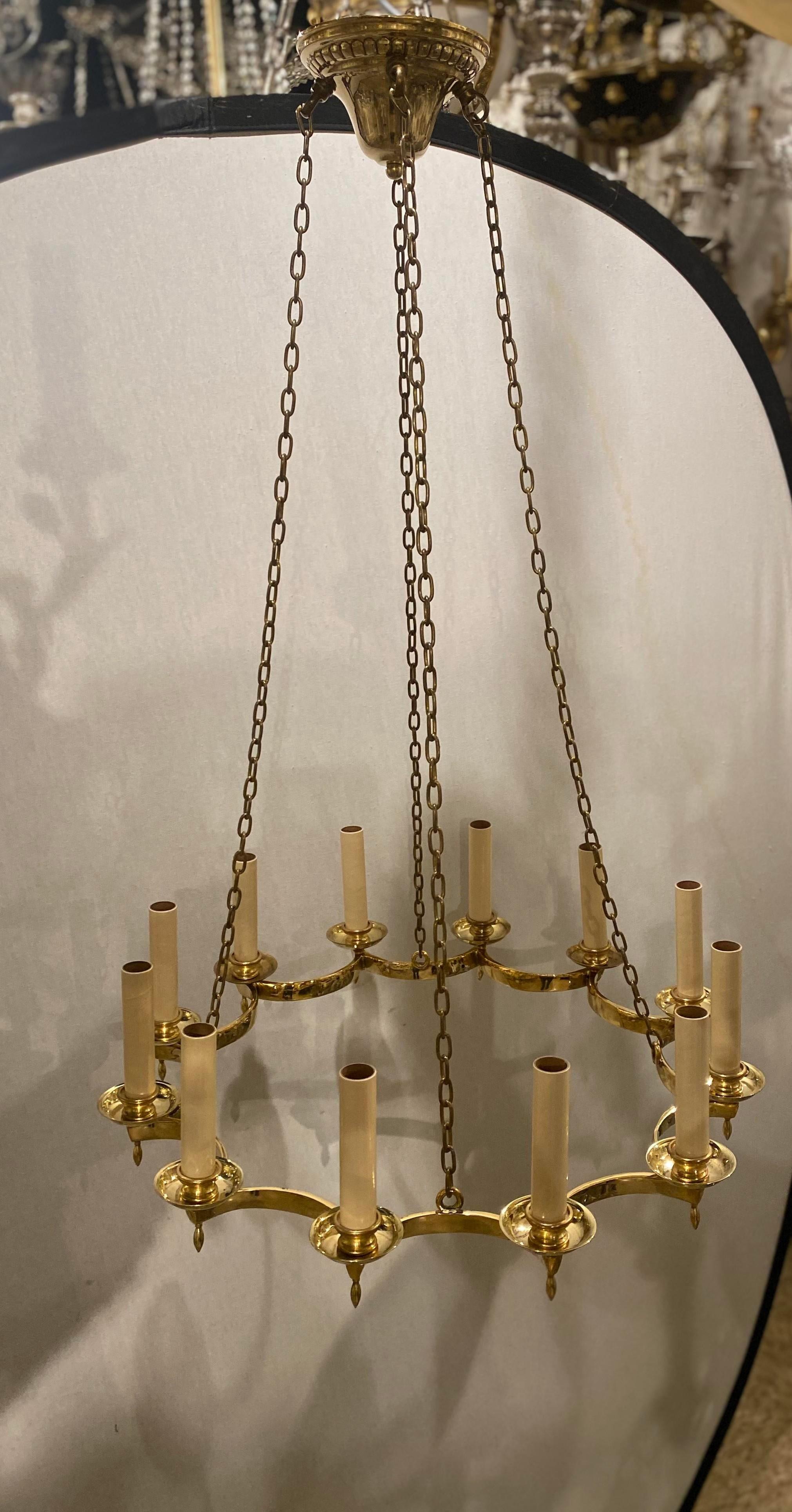 A circa 1940’s French gilt bronze chandelier with 12 lights