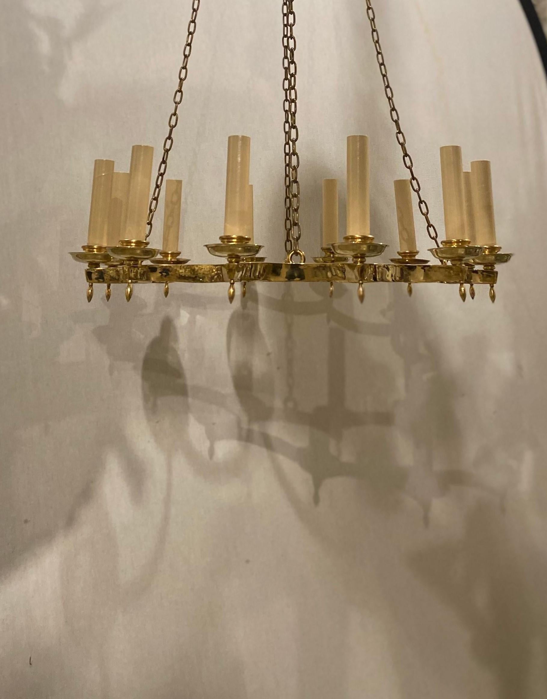 Carved 1940’s French Gilt Bronze Chandelier For Sale