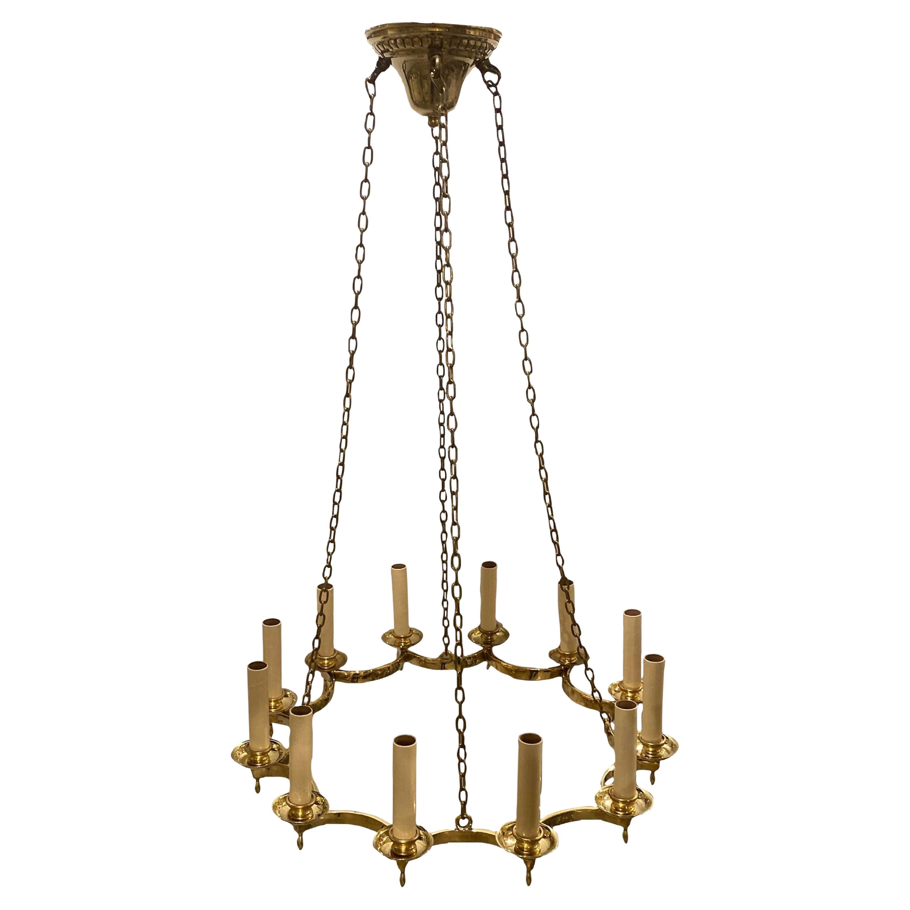 1940’s French Gilt Bronze Chandelier For Sale