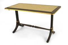 Maison Jansen French Mid-Century Ebony and Gilt Glass Coffee Table