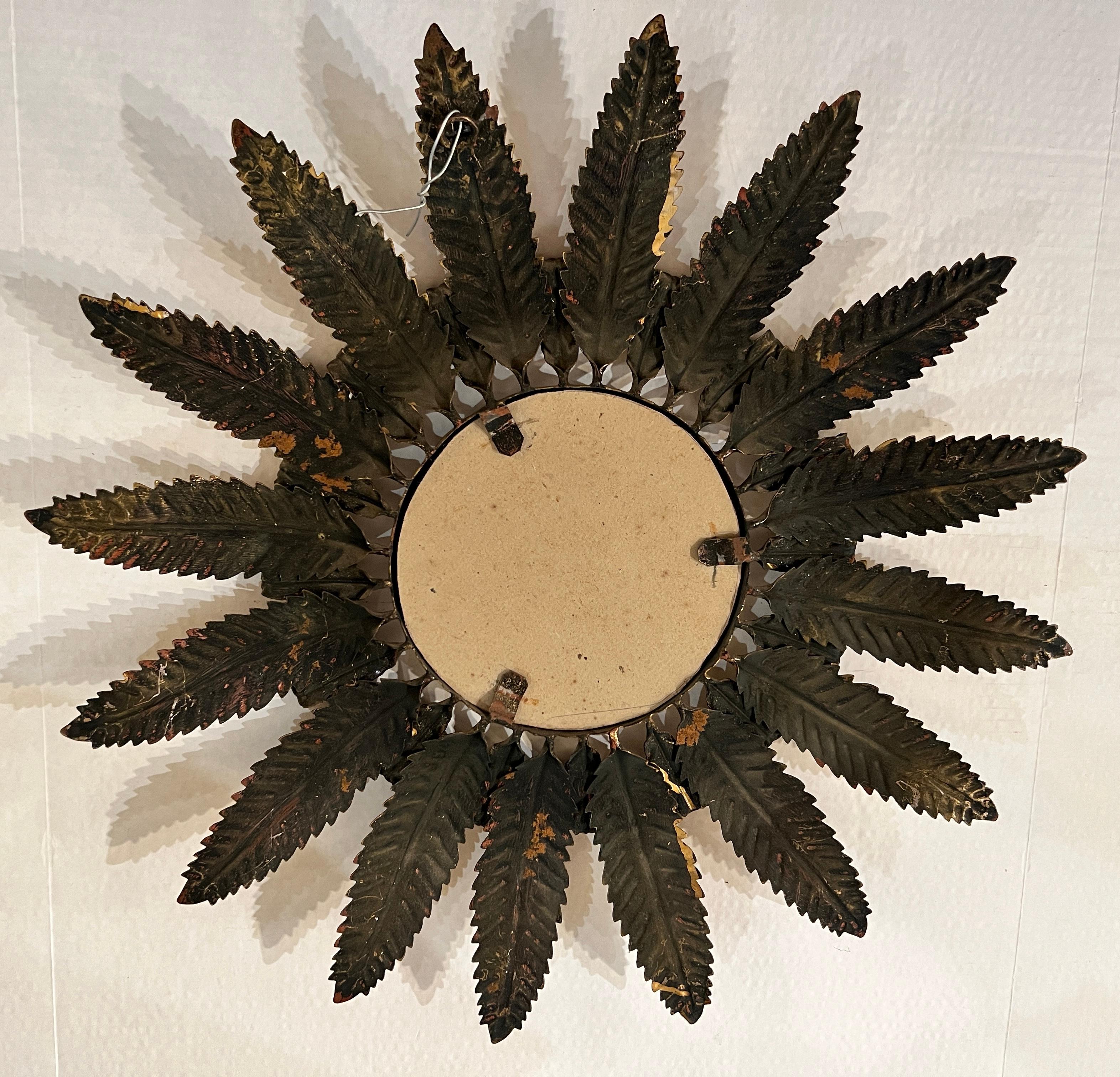 1940er Jahre Französisch vergoldet Metall Sunburst Spiegel  im Angebot 4