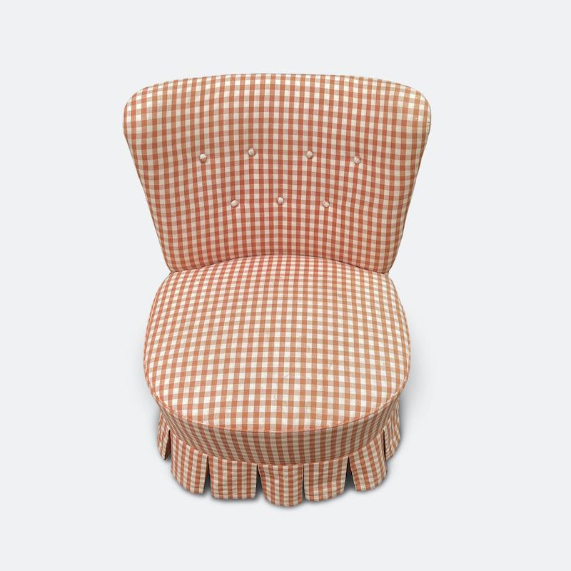 Mid-20th Century 1940s French Gingham Upholstered Chairs
