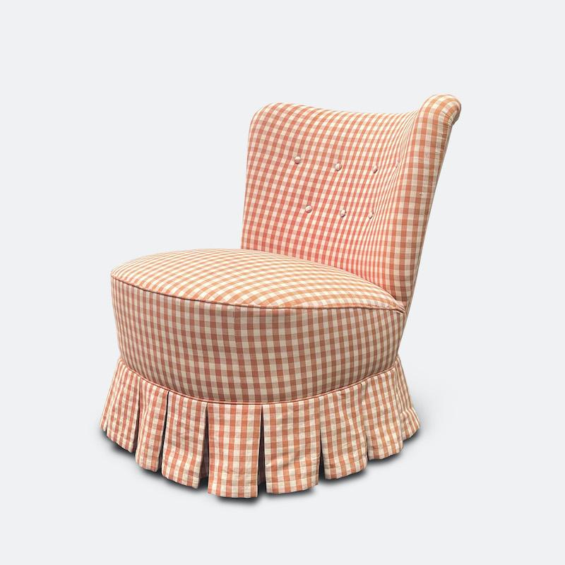 Fabric 1940s French Gingham Upholstered Chairs