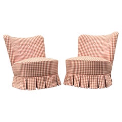Vintage 1940s French Gingham Upholstered Chairs