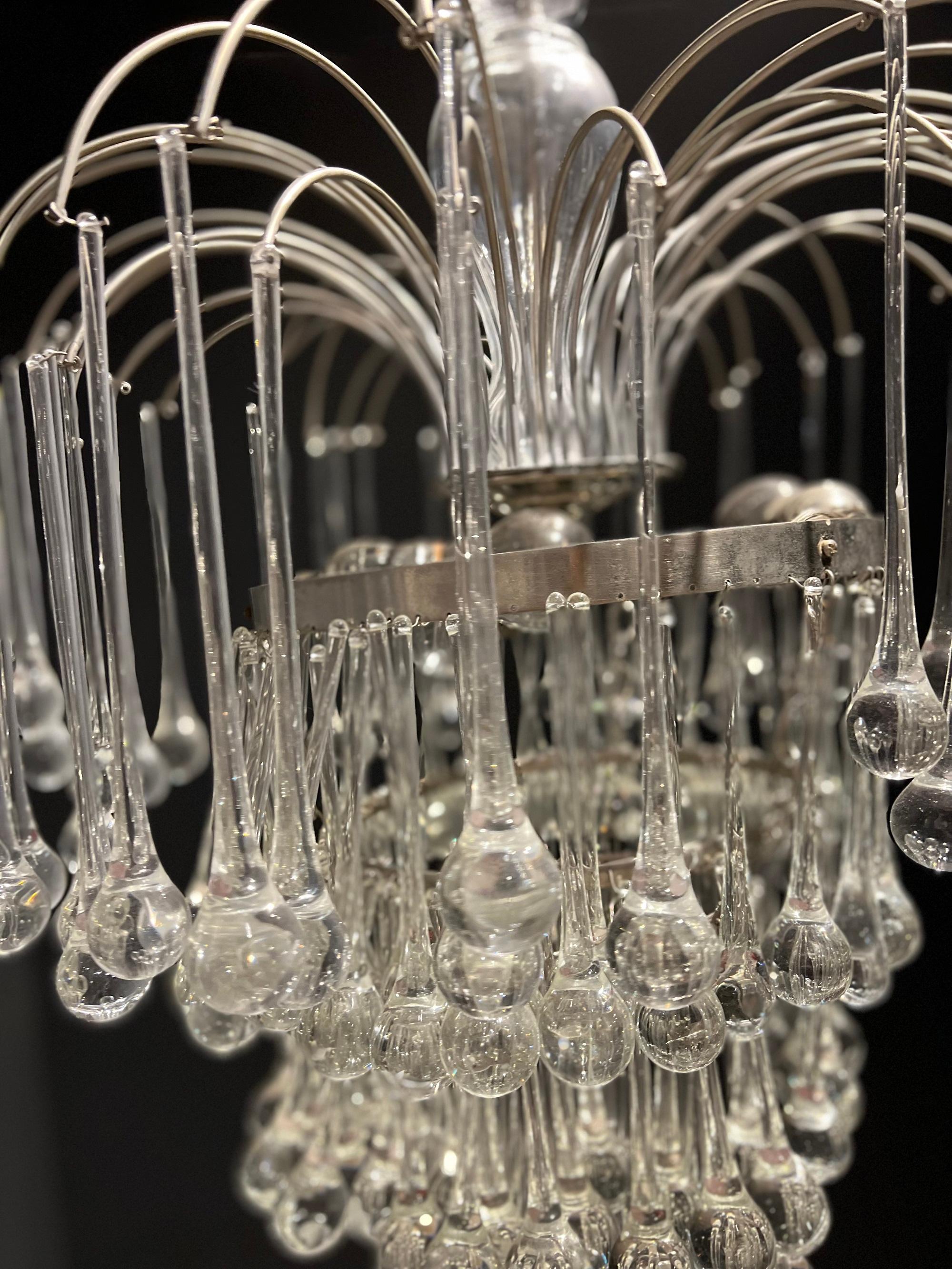 A circa 1930’s French crystal chandelier with interior lights 