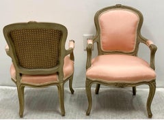 1940s French Gray And Pink Children’s Bergere Chairs, a Pair