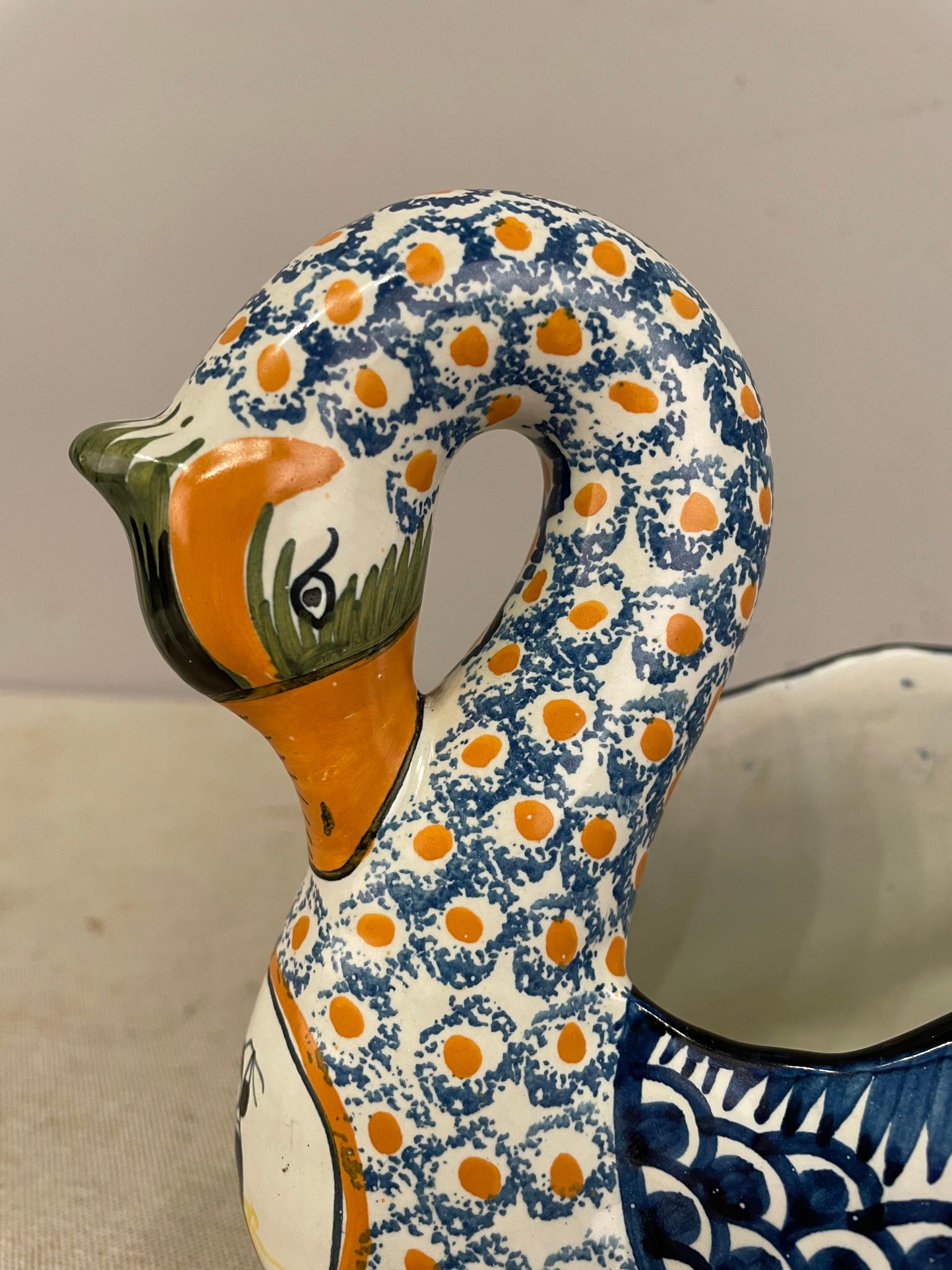 1940's French Henriot Quimper Faience, Swan 3