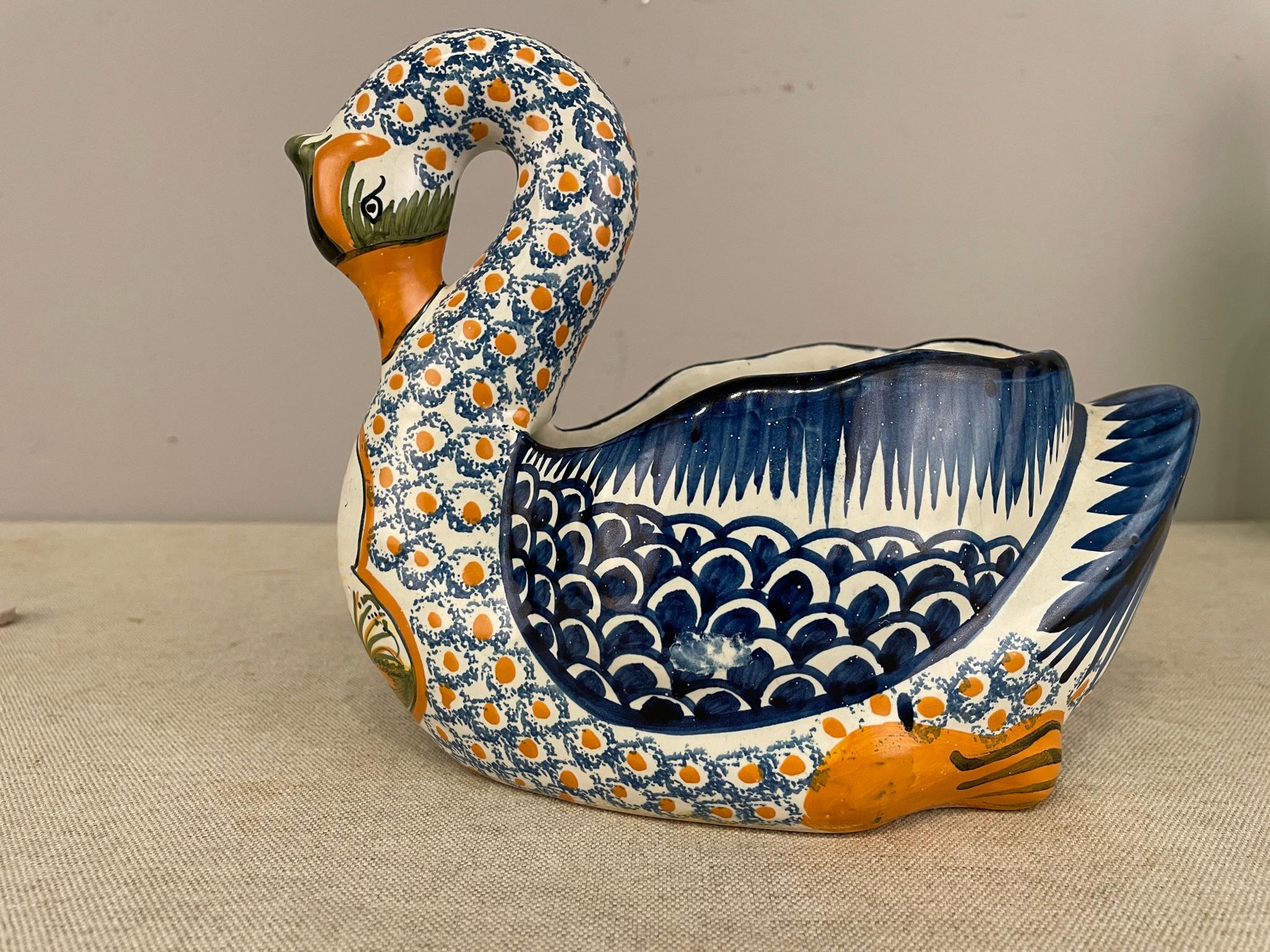 1940's French Henriot Quimper Faience, Swan 4