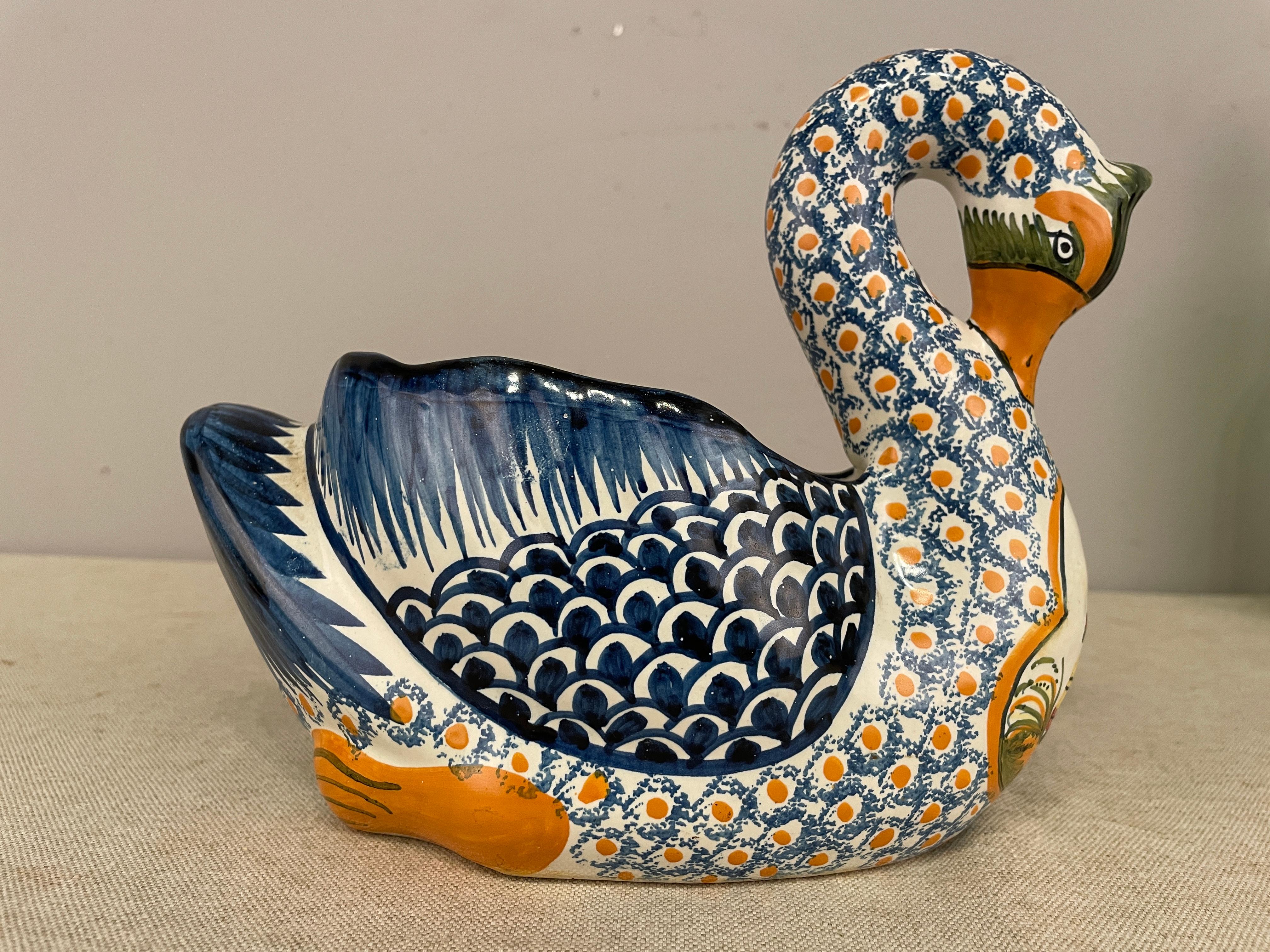 1940's French Henriot Quimper Faience, Swan 5
