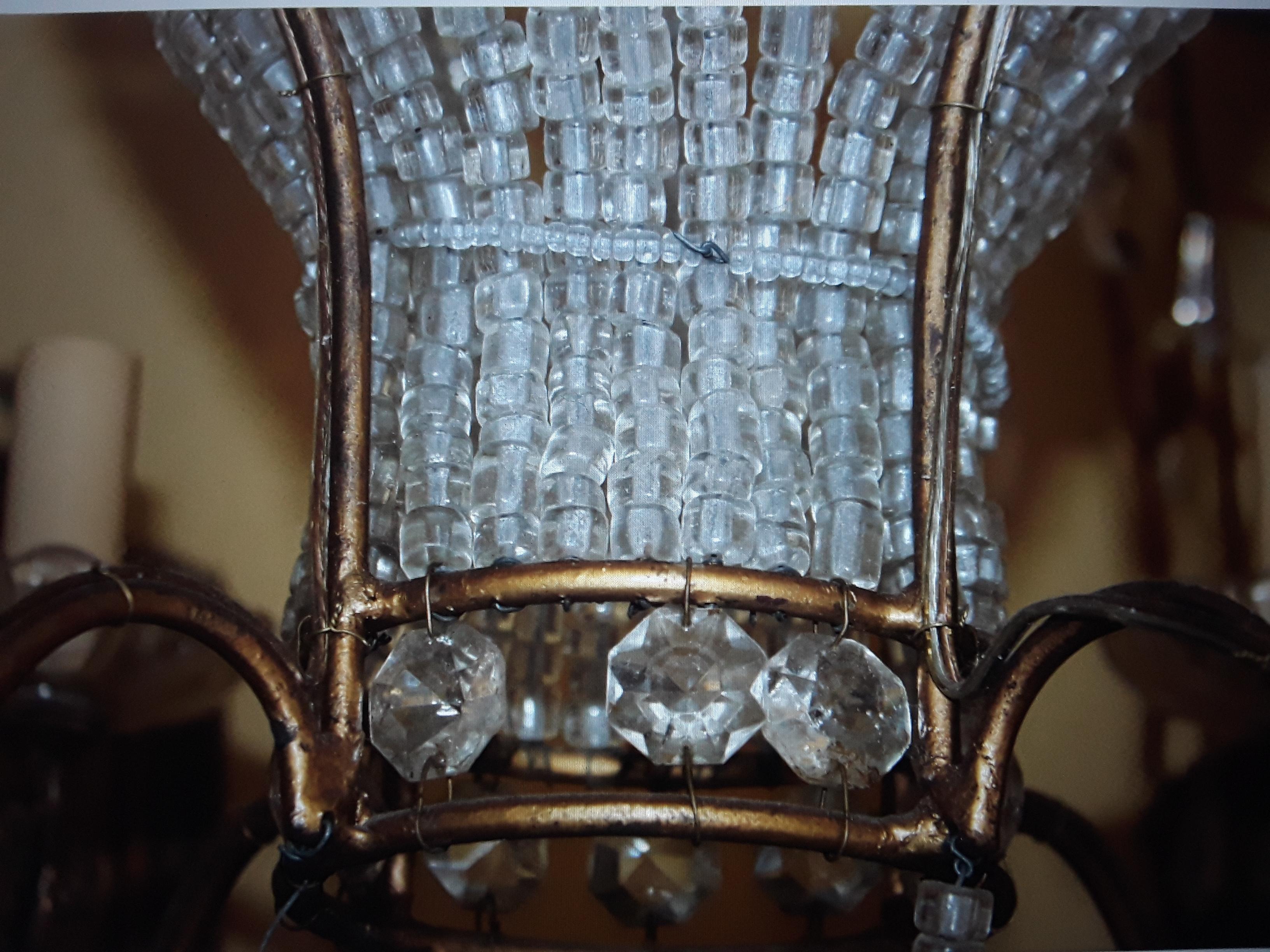 1940's French Hollywood Regency Beaded Crystal Hot Air balloon Chandelier For Sale 1