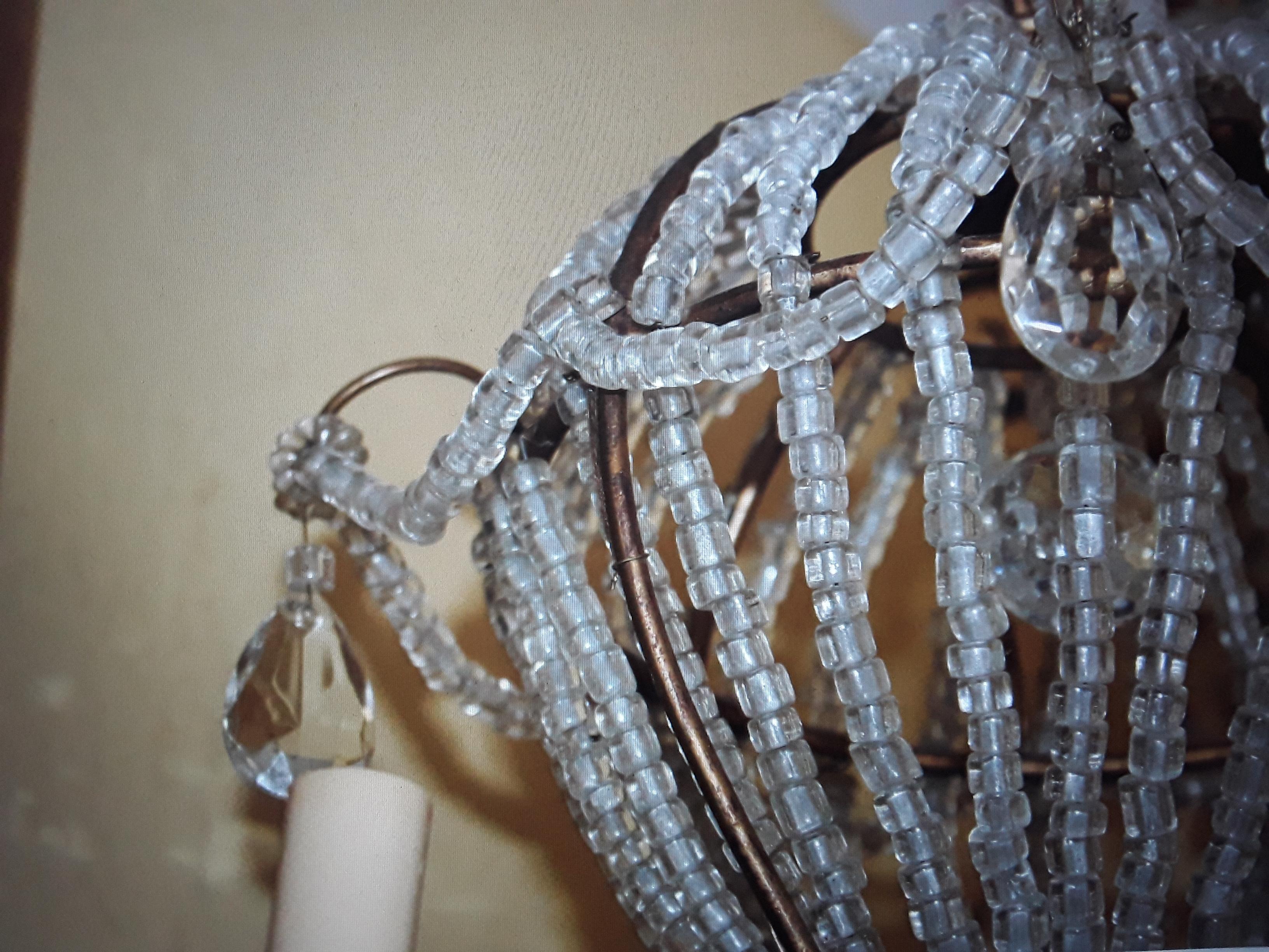 1940's French Hollywood Regency Beaded Crystal Hot Air balloon Chandelier For Sale 2
