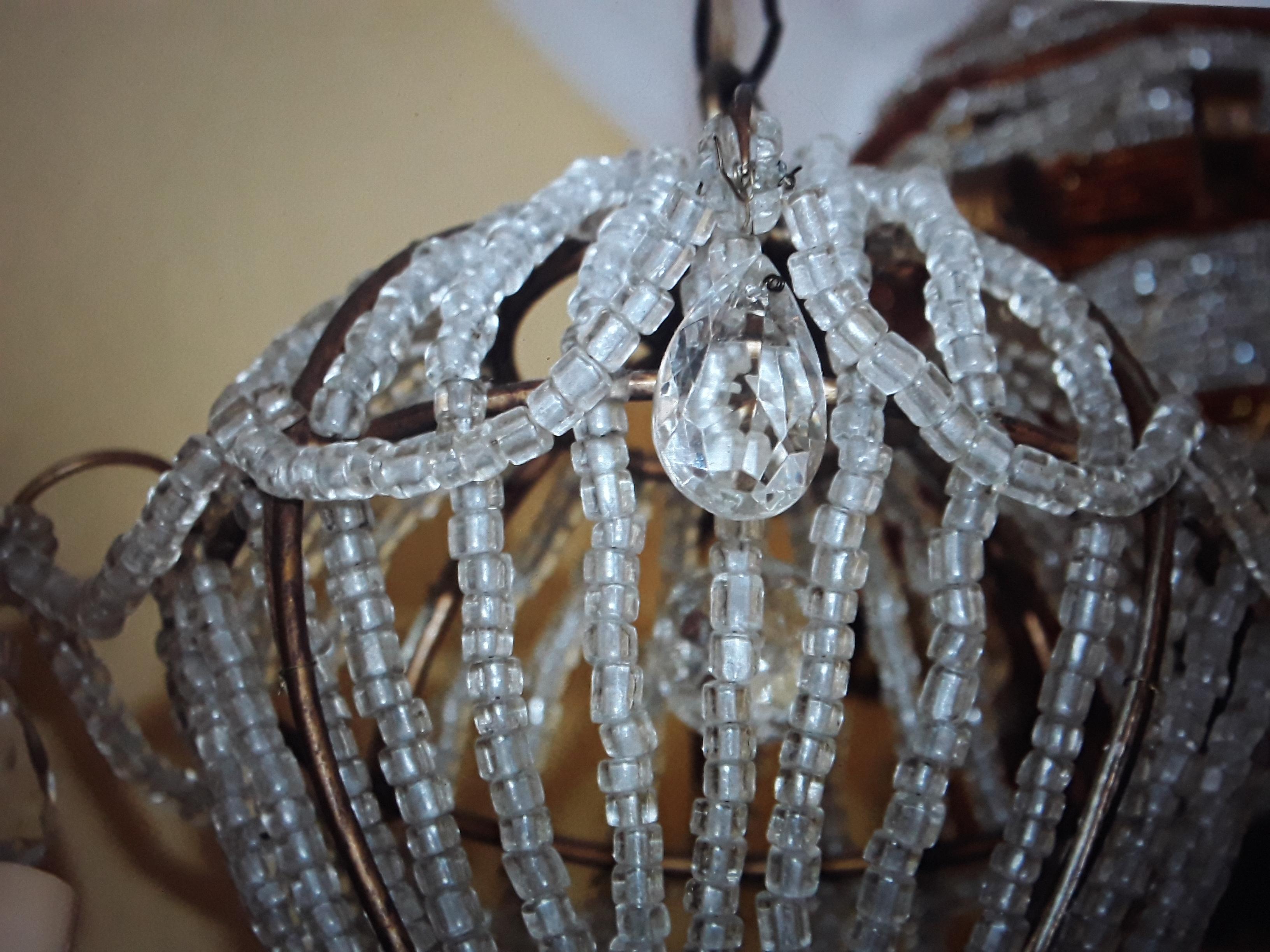1940's French Hollywood Regency Beaded Crystal Hot Air balloon Chandelier For Sale 3