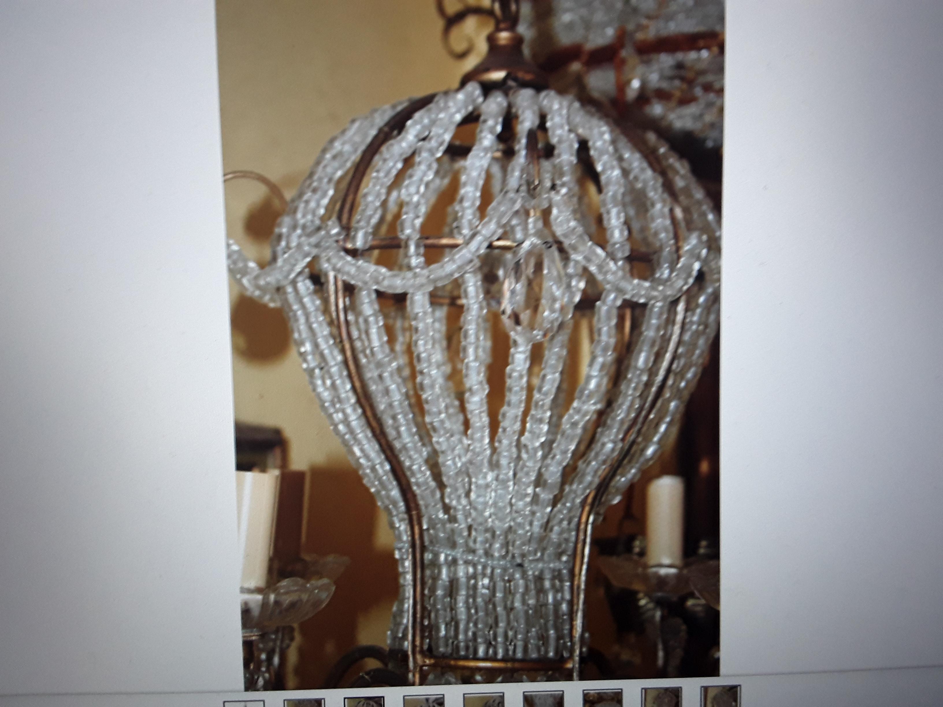 1940's French Hollywood Regency Beaded Crystal Hot Air balloon Chandelier For Sale 4
