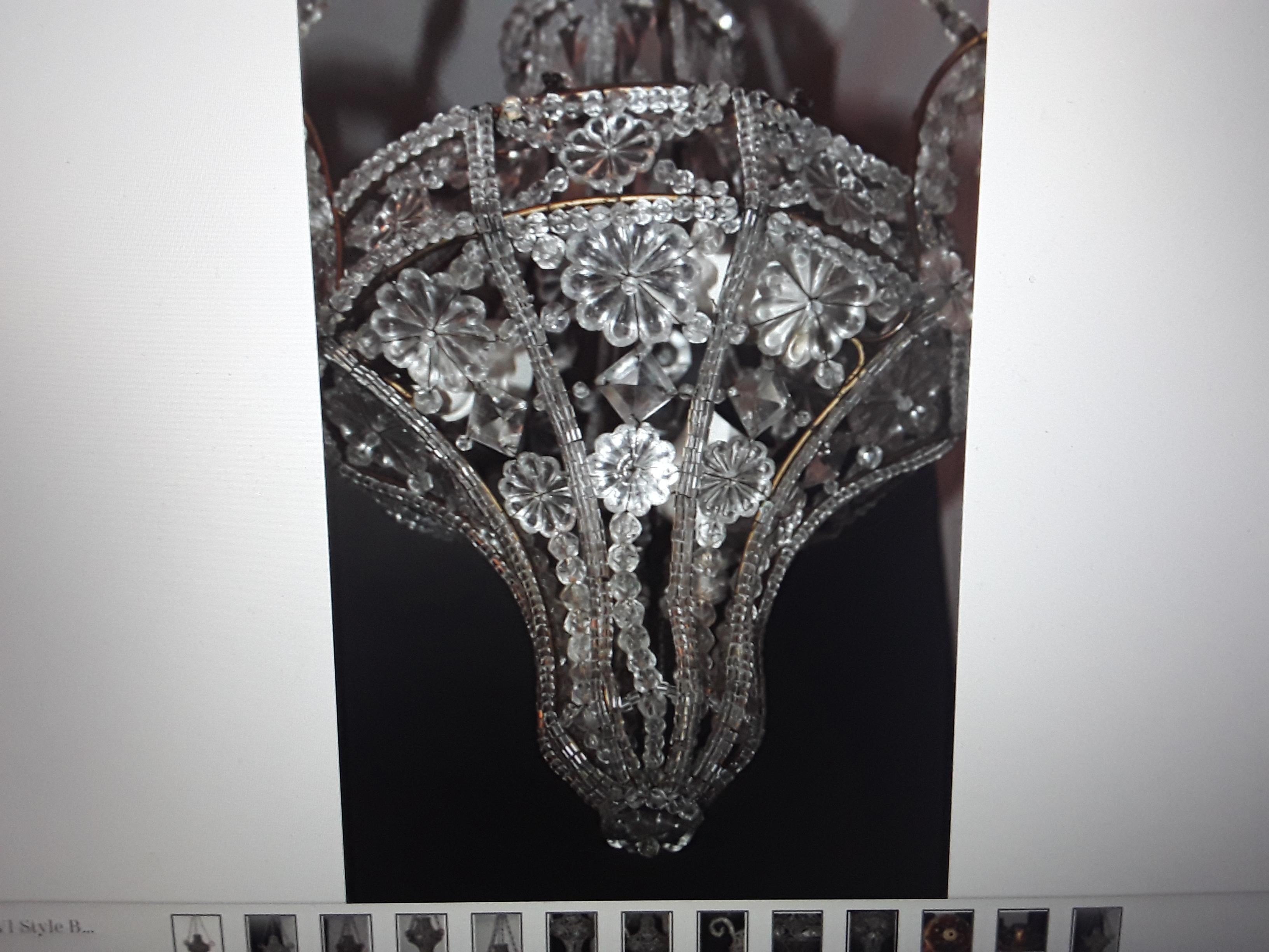 1940's French Hollywood Regency Crystal Beaded Lanter Ceiling Fixture att Bagues For Sale 2