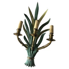 1940's French Hollywood Regency "Feuillage" Bronze Wall Sconce by Maison Bagues