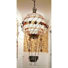 1940's French Hollywood Regency Micro Crystal Beaded Hot Air Balloon Chandelier