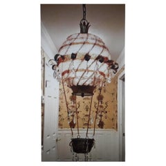 1940's French Hollywood Regency Micro Crystal Beaded Hot Air Balloon Chandelier