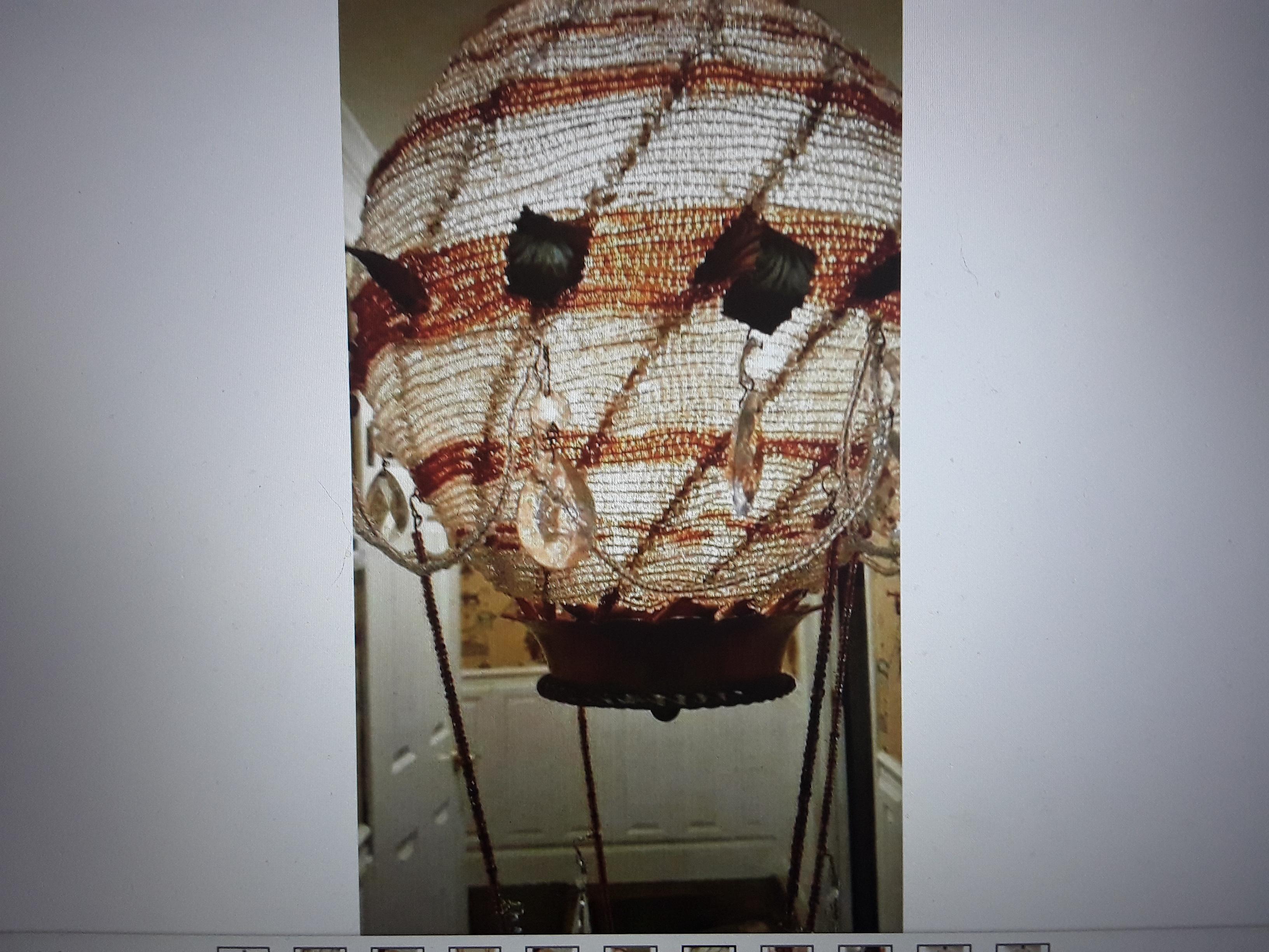 1940's French Hollywood Regency Micro Crystal Beaded Hot Air Balloon Chandelier  For Sale 2