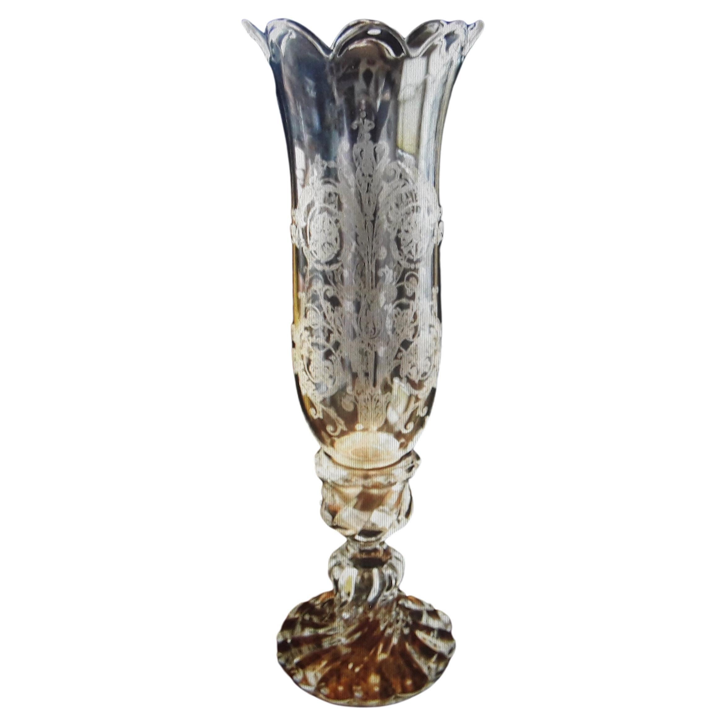 1940's French Hollywood Regency Signed Baccarat 2 Piece Candle Lamp "Swirl" For Sale