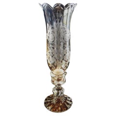 1940's French Hollywood Regency Signed Baccarat 2 Piece Candle Lamp "Swirl" (lampe à bougie)