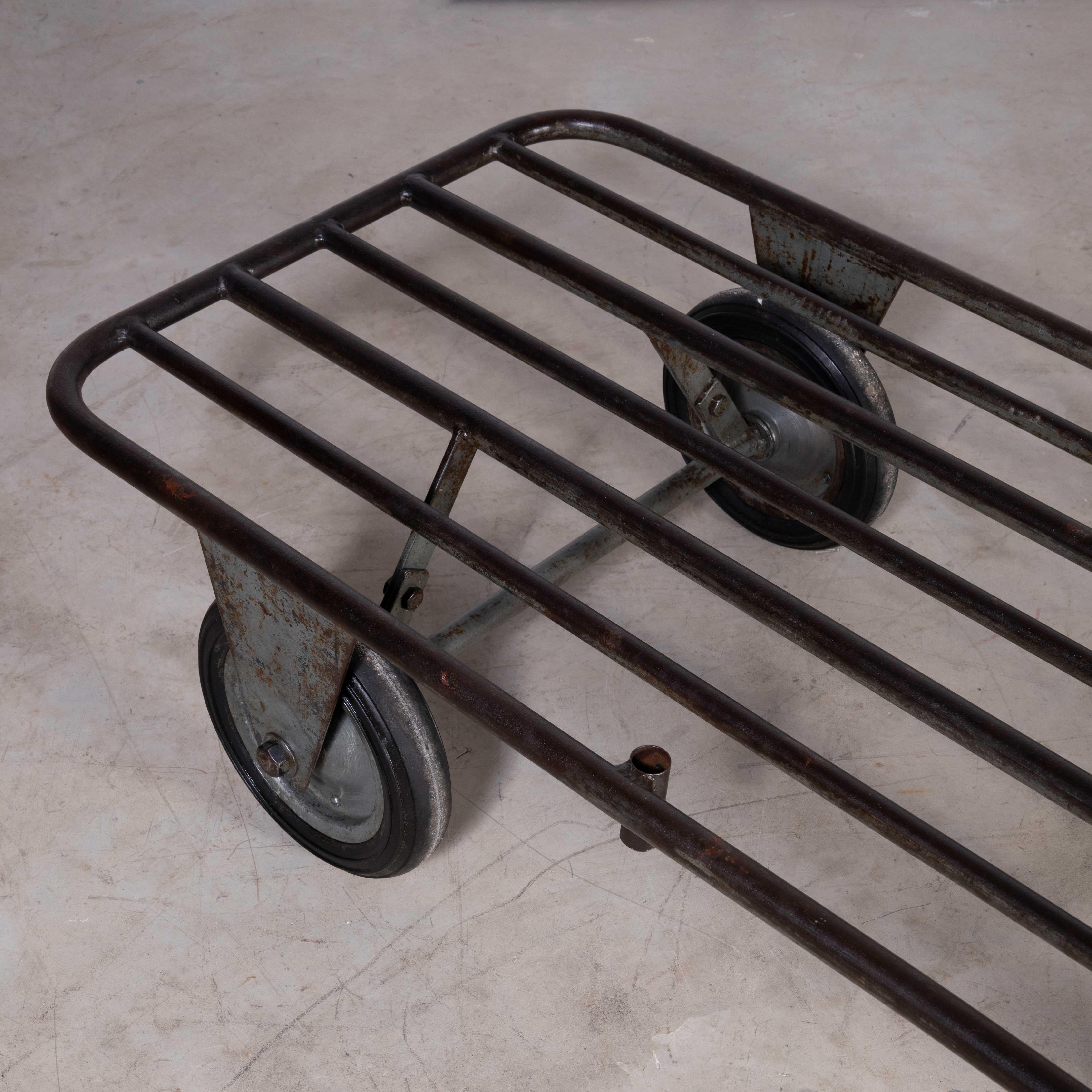 1940's French Industrial Metal Trolley, Occasional Table In Good Condition In Hook, Hampshire