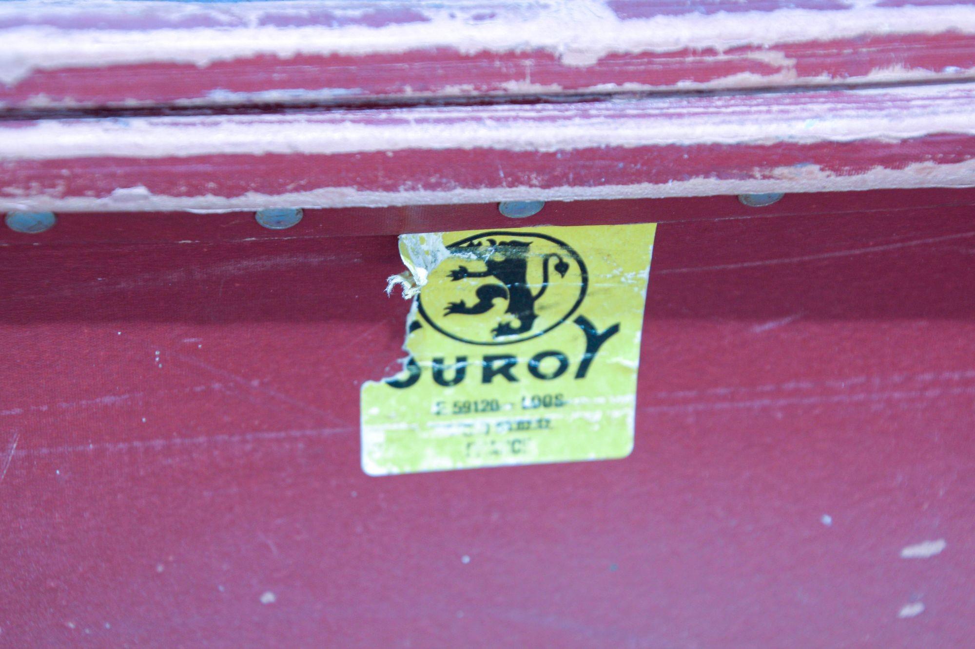 1940s French industrial Original Suroy Industrial Red Storage Bin Metal Handles For Sale 11