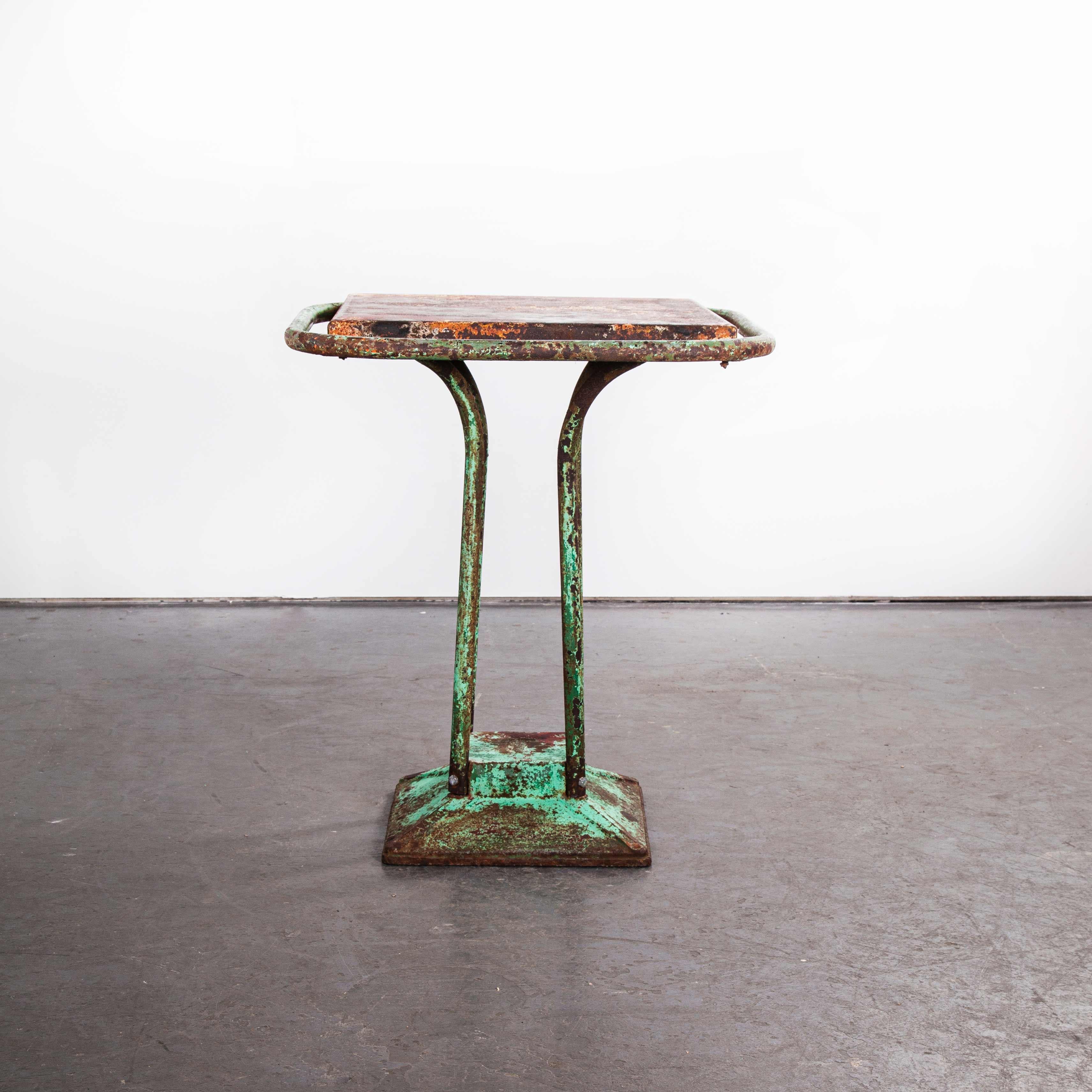 Mid-20th Century 1940s French Industrial Square Dining, Console Table For Sale