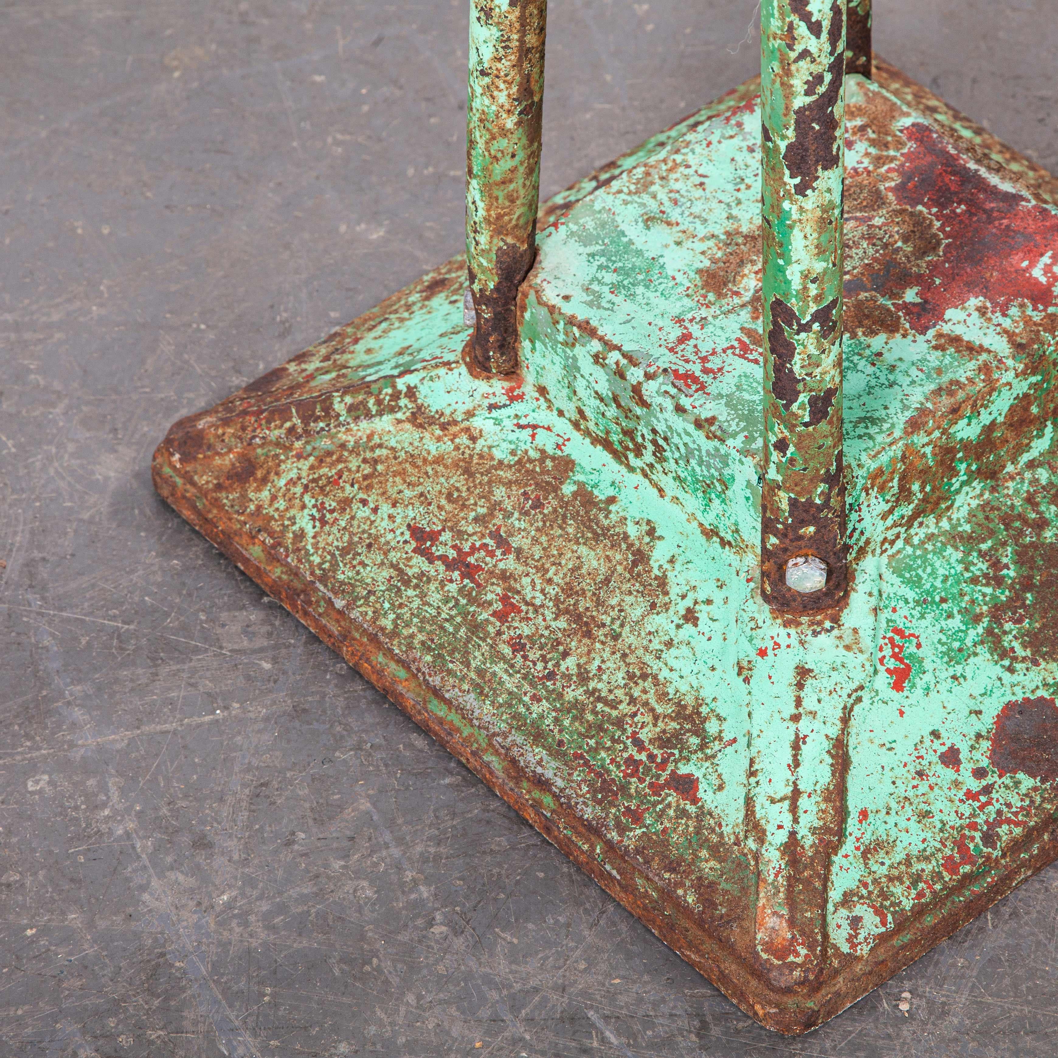 Metal 1940s French Industrial Square Dining, Console Table For Sale