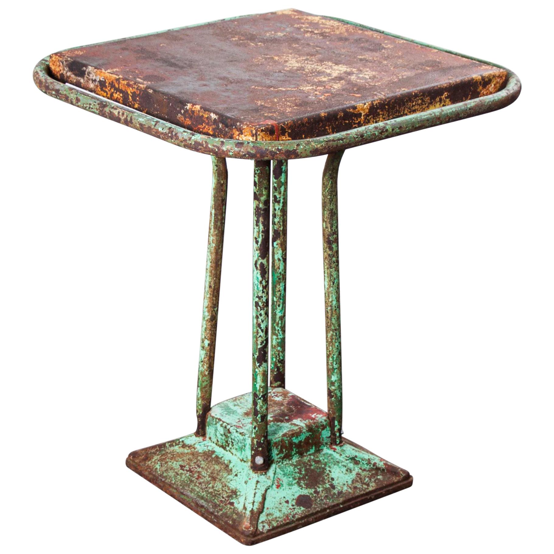 1940s French Industrial Square Dining, Console Table For Sale
