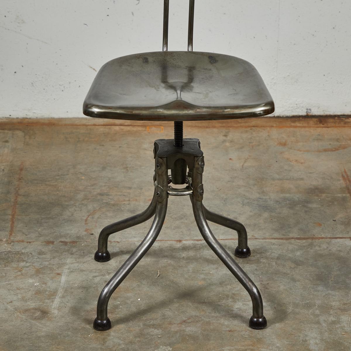 Metal 1940s French Industrial Steel Flambo Chair