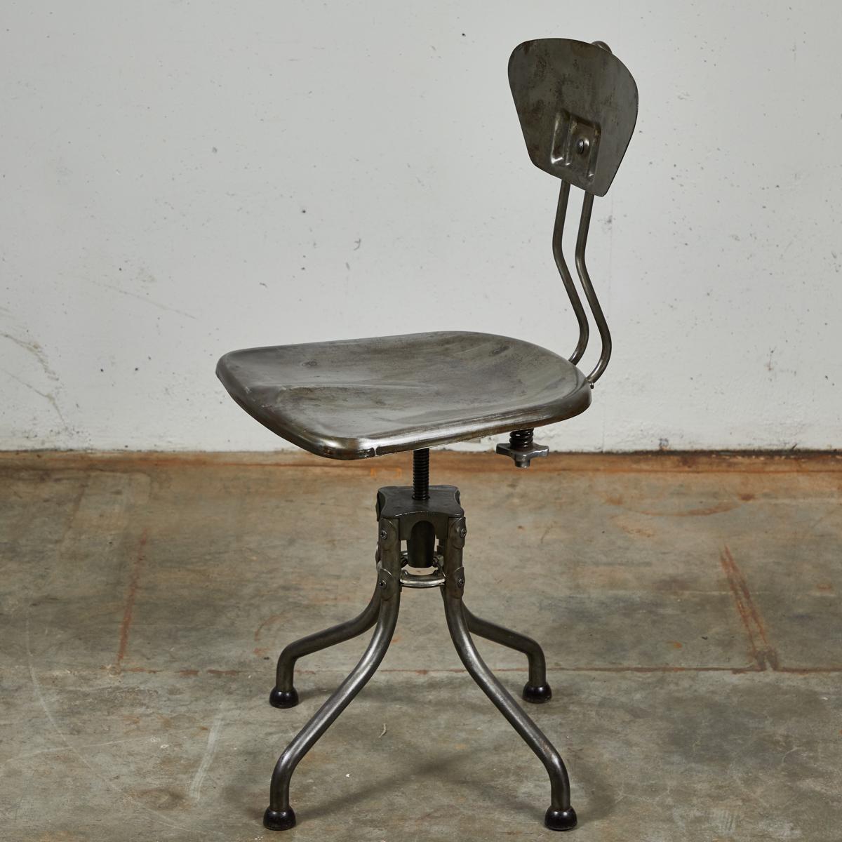 1940s French Industrial Steel Flambo Chair 1