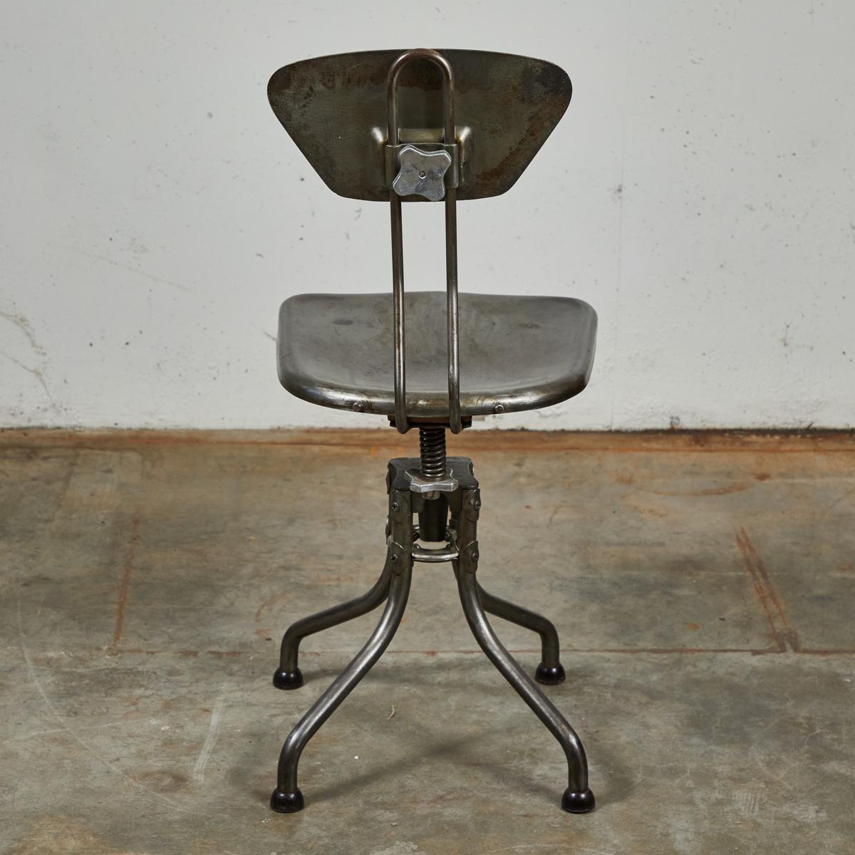 1940s French Industrial Steel Flambo Chair 2