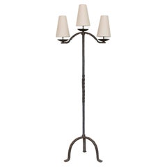 1940's French Iron 3 Light Floor Lamp