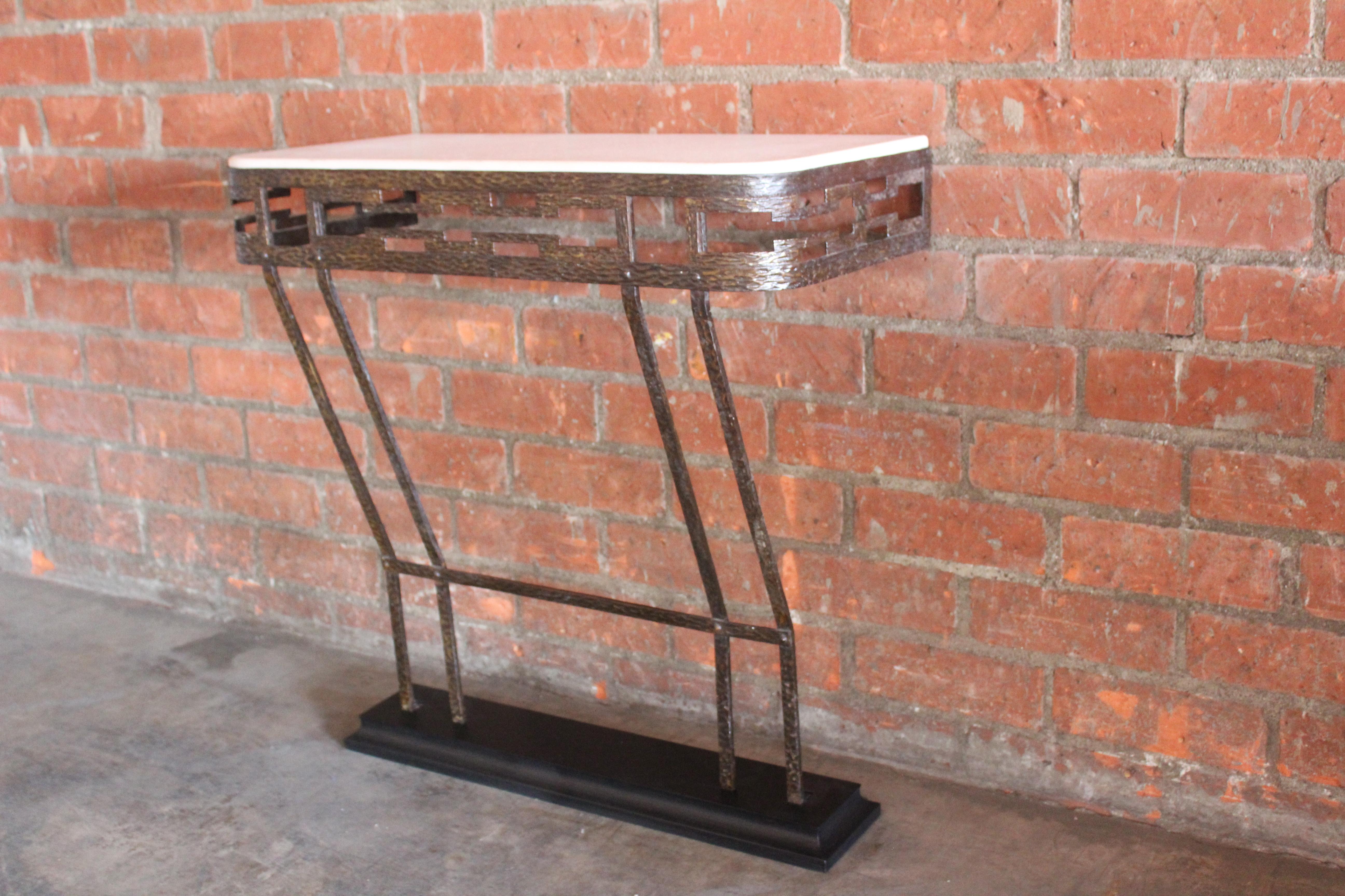 Mid-20th Century 1940s French Iron and Limestone Wall Mounted Console