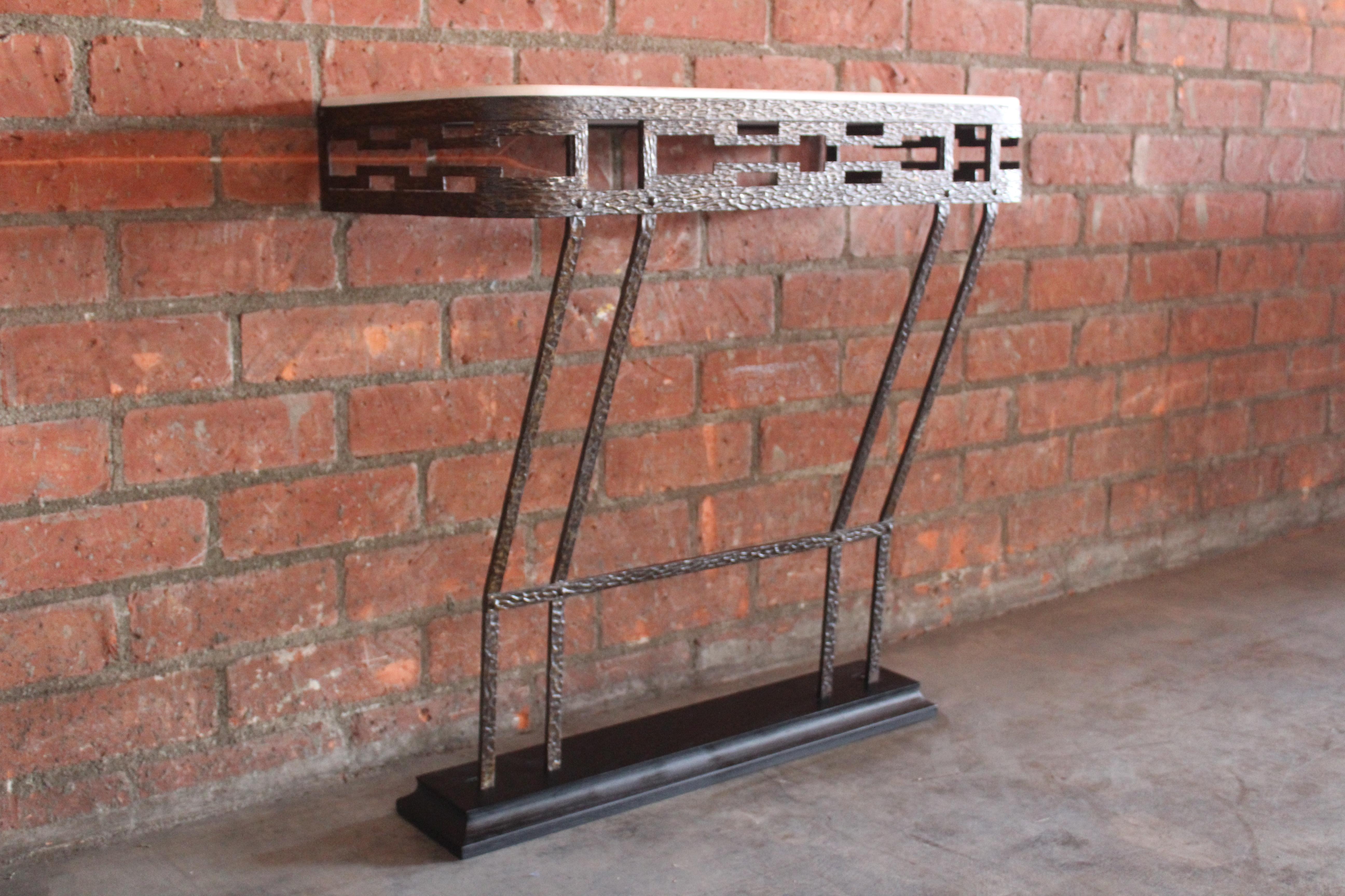 1940s French Iron and Limestone Wall Mounted Console 2