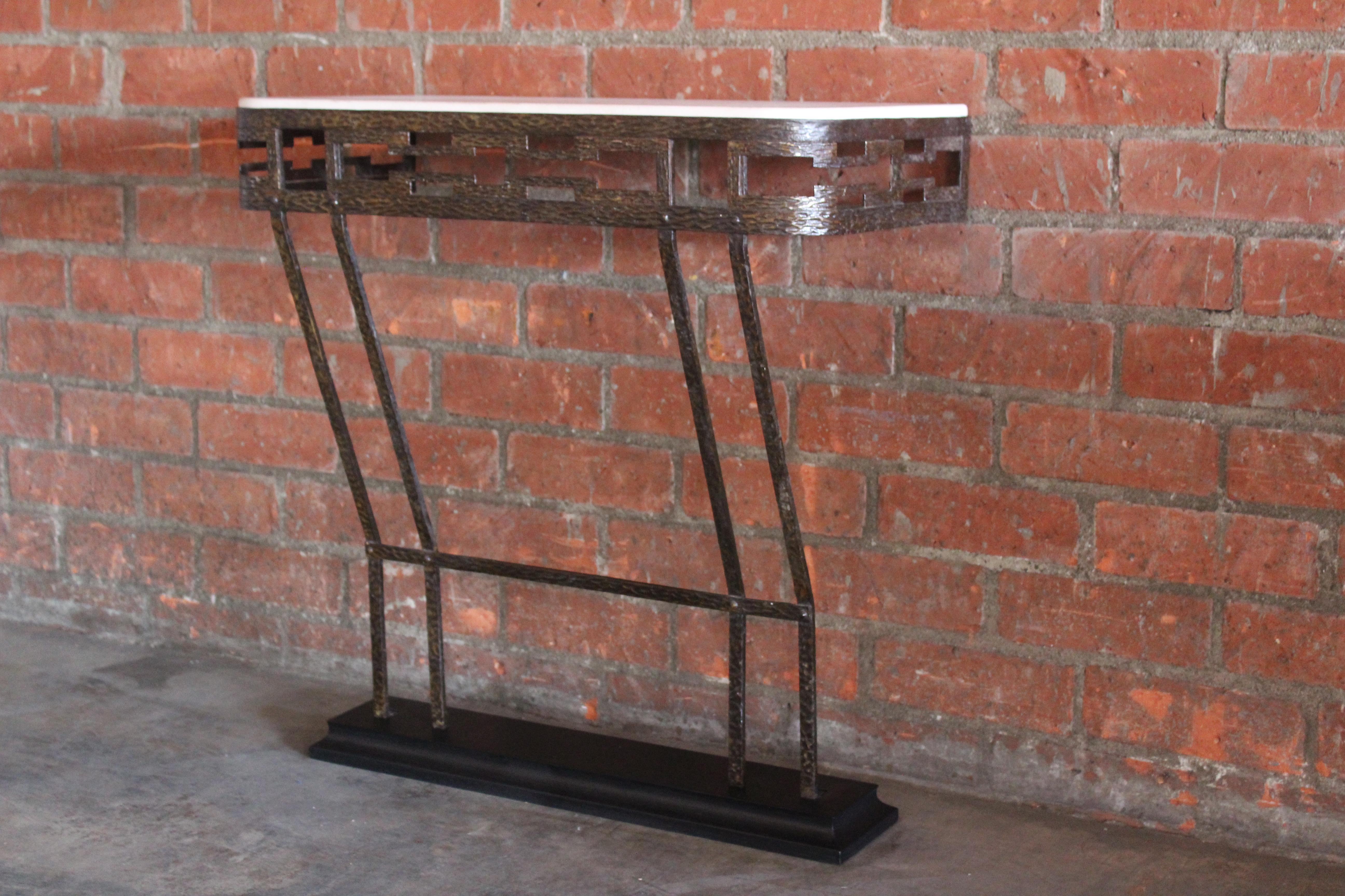 1940s French Iron and Limestone Wall Mounted Console 4