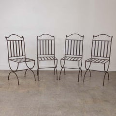 1940s French Iron Dining Chairs, Set of 4