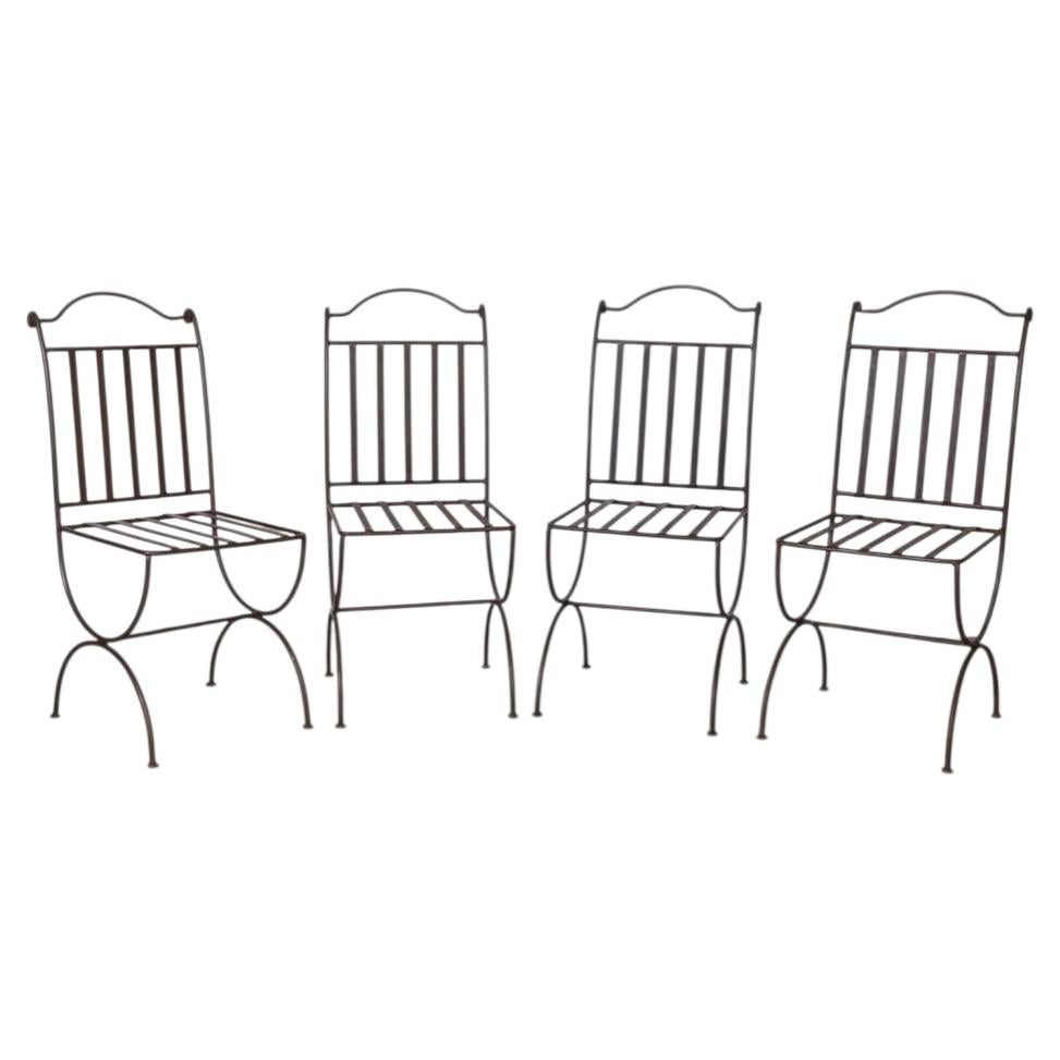 1940s French Iron Dining Chairs, Set of 4