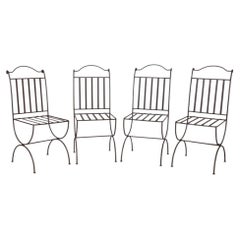 1940s French Iron Dining Chairs, Set of 4