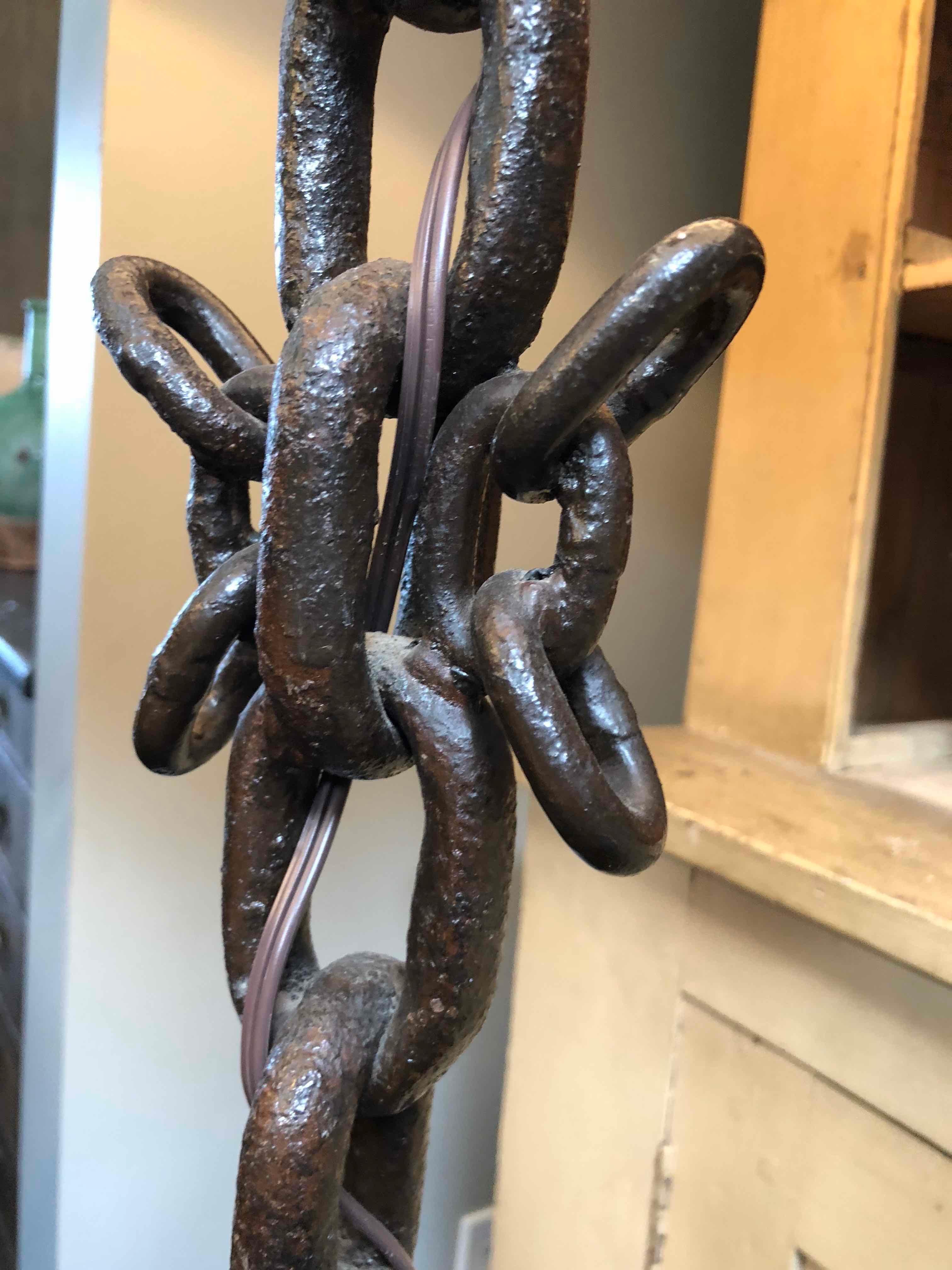 1940s French Iron Floor Lamp with Custom Shade In Good Condition In Los Angeles, CA